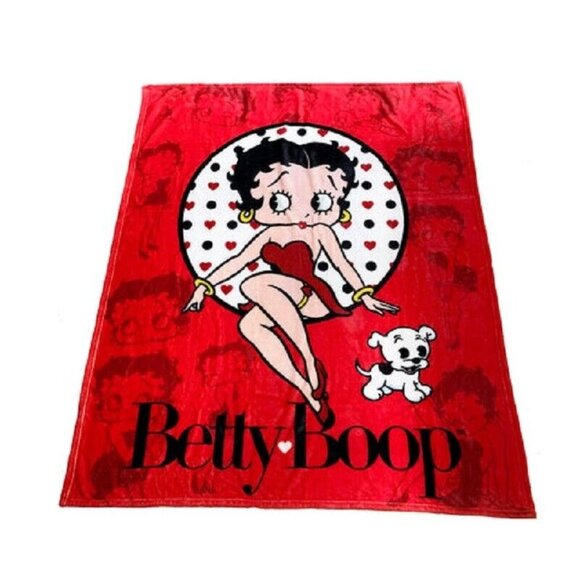 New Red Betty Boop Silhouette Plush Fleece Throw Gift Blanket Cartoon Pudgy SOFT - Picture 2 of 3